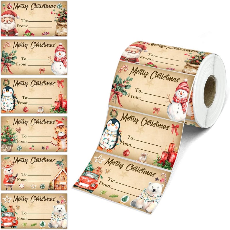 Xendelow 500 Pcs Gift Tag for Presents, Christmas Tags Stickers, Xmas Gifts Tag Stickers, Merry Xmas Gift Tags & Labels, Christmas Decoration Name Label Sticker, Presents Label for Boys Girls(2.95 x 1.6 Inch) - Image 1